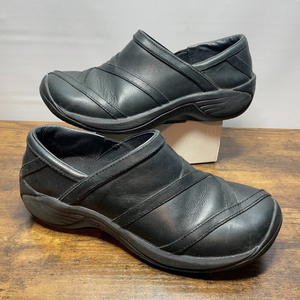Merrell Encore Eclipse Smooth Black Slip-on Loafer Clogs Womens Size 7